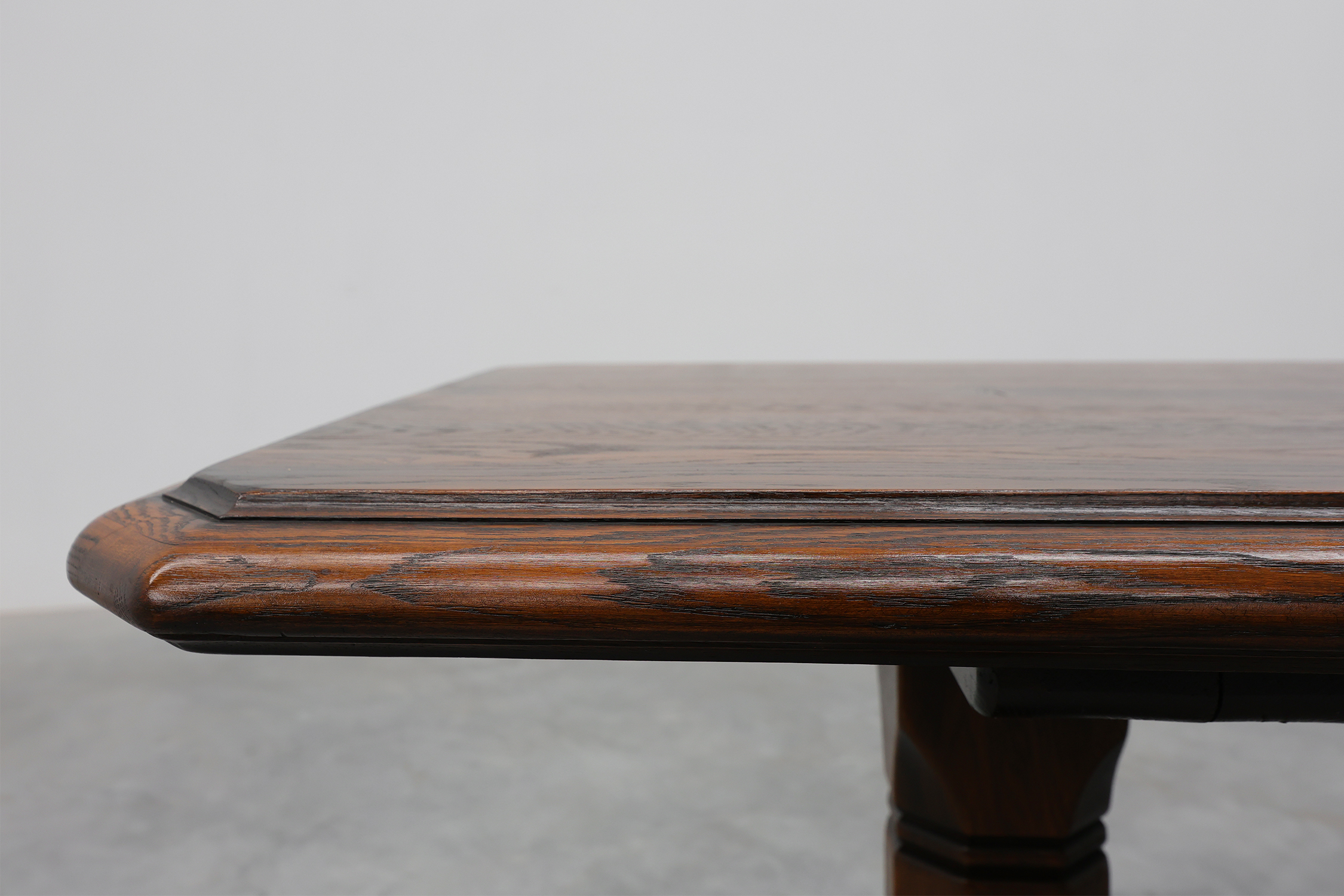 French Refectory Style Oak Dining Table with Turned Double Pedestal Base, 20th Centurythumbnail
